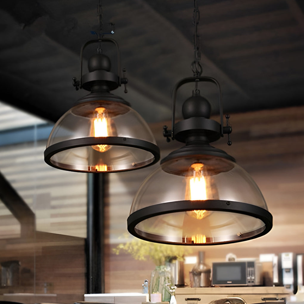 Handworked glass meets blackened iron