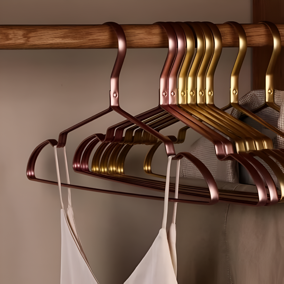 Slim hangers that multiply wardrobe capacity
