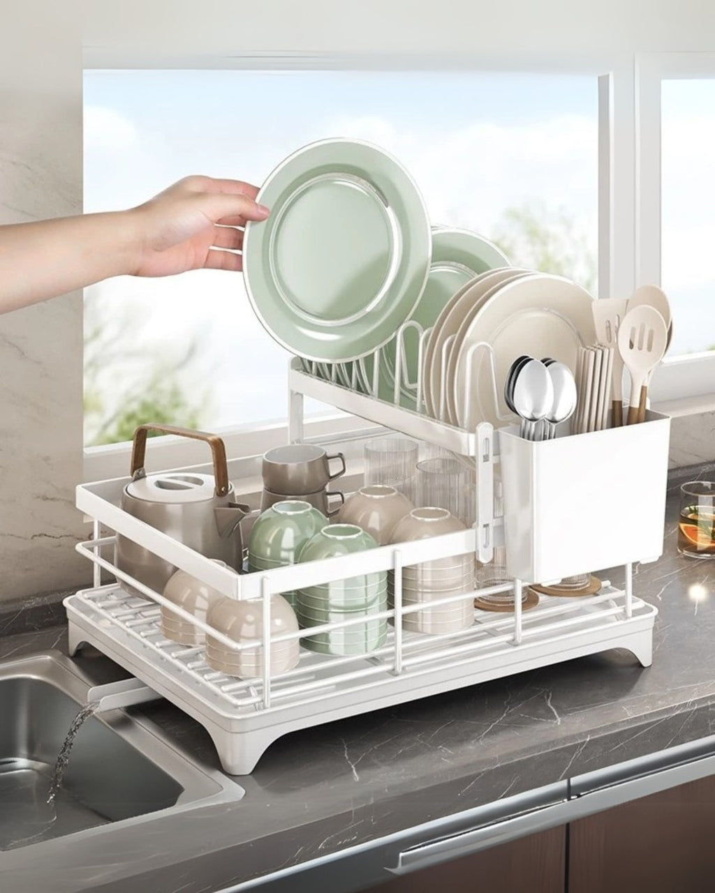 Lavinia | Kitchen Dish Dryer Rack with Drainage Tray