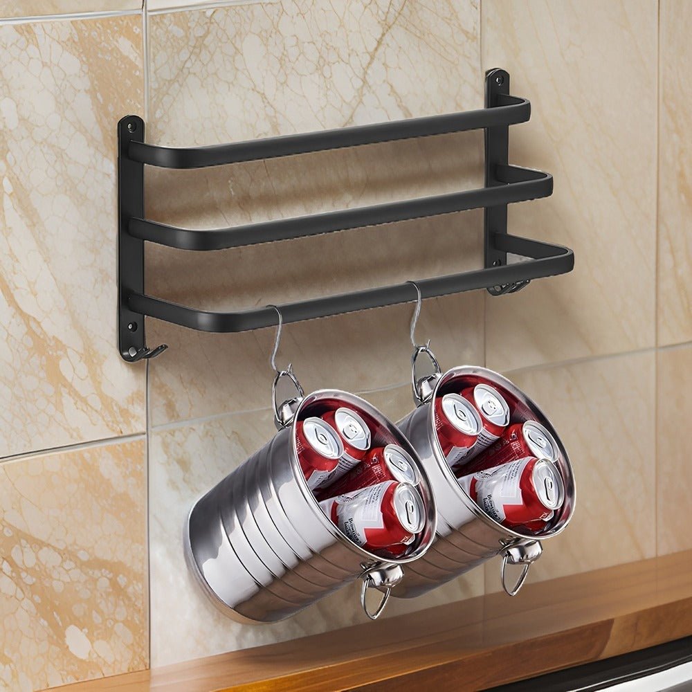 Emilia | Black Aluminium Towel Holder with Three Bars for Bathroom