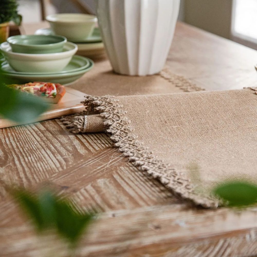 Léonie | Jute Table Runner for Kitchen or Dining Room