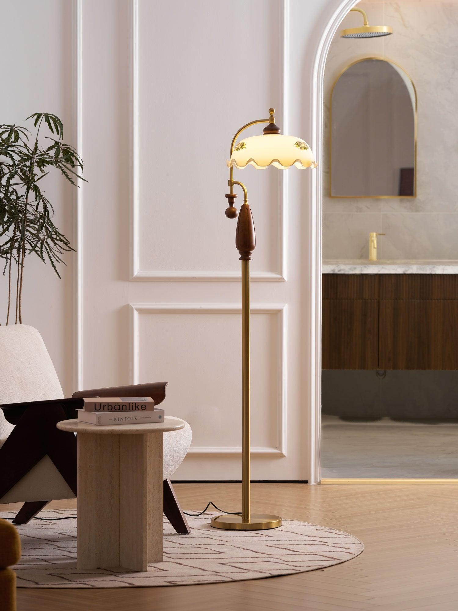 Laurent | Floor Lamp with Frosted Glass and Iron Frame for Living Room