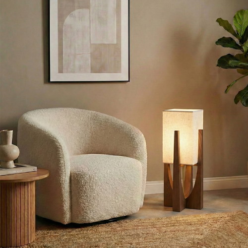 Adrienne | Floor Lamp with Fabric Shade for Living Room
