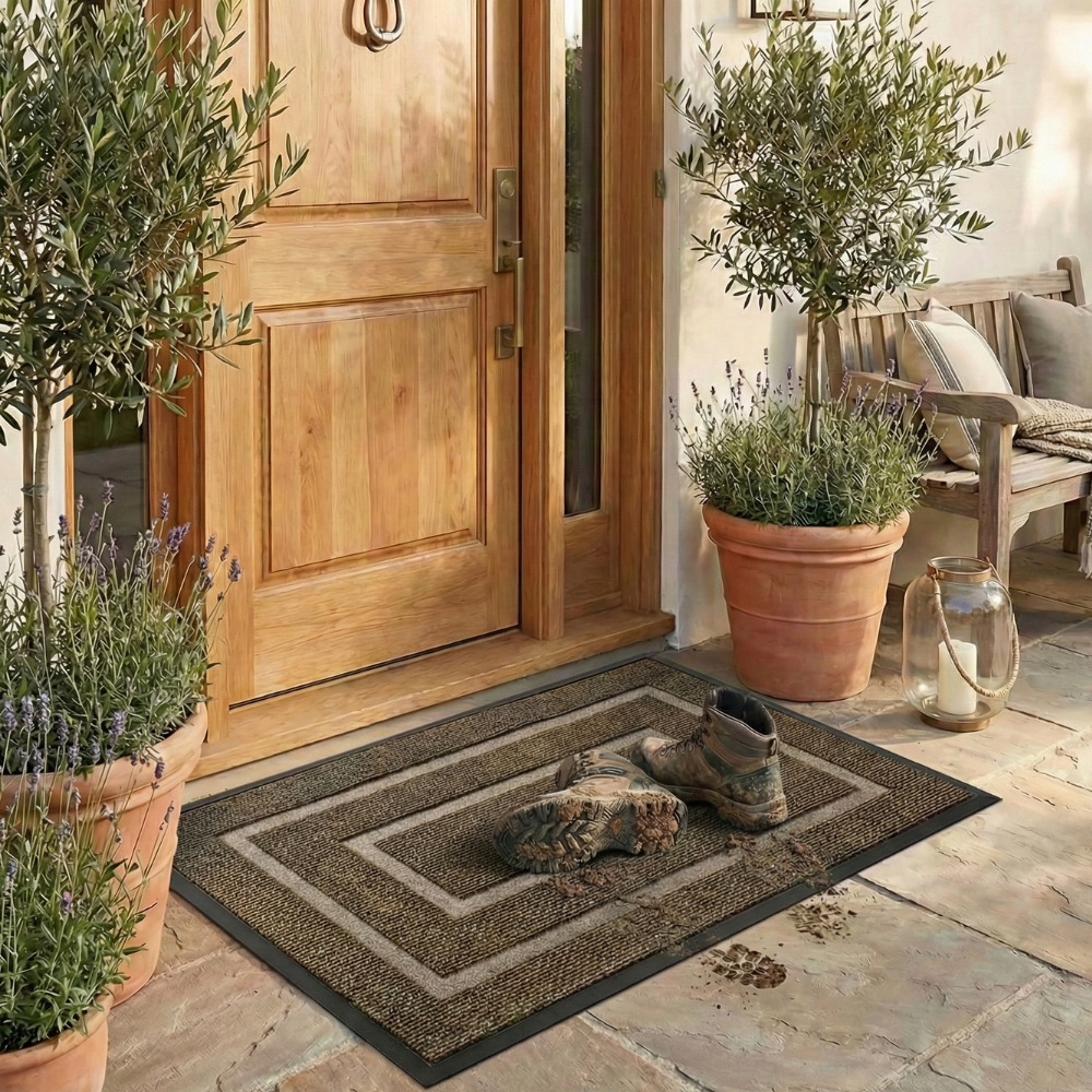 Estelle | Curved Thread Line Rug with Non-Slip Rubber Backing