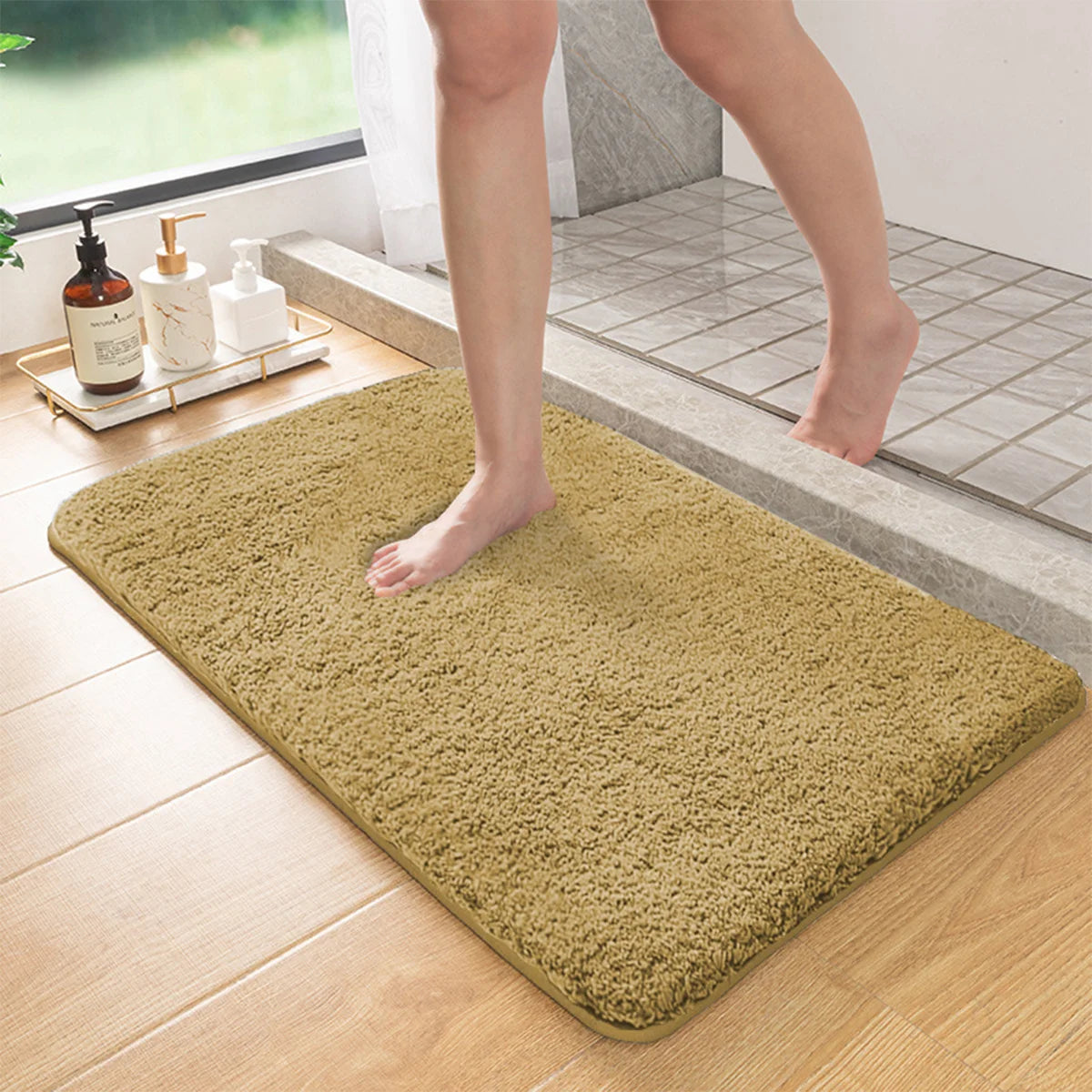 Marcella | Long-Pile Bathroom Mat with Absorbent Non-Slip Backing