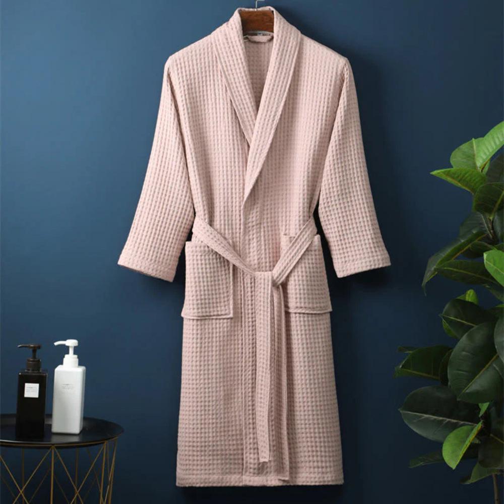 Roxane | Cotton Waffle Bathrobe with Lightweight V-Neck