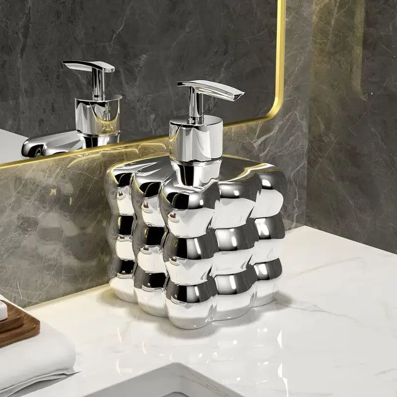 Sebastien | Ceramic Soap Dispenser with Glossy Bubble Texture for Bathroom and Kitchen