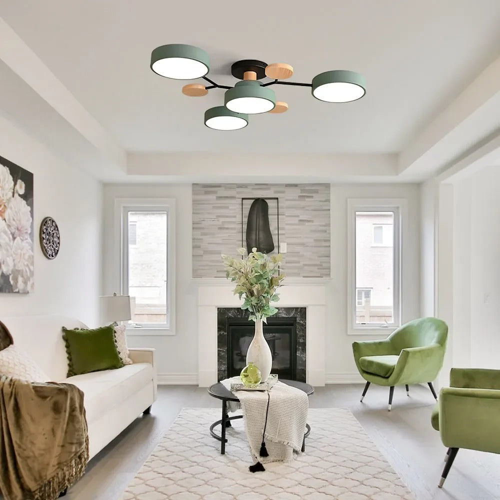 Élise | Contemporary Round LED Semi-Flush Ceiling Light for Living Rooms
