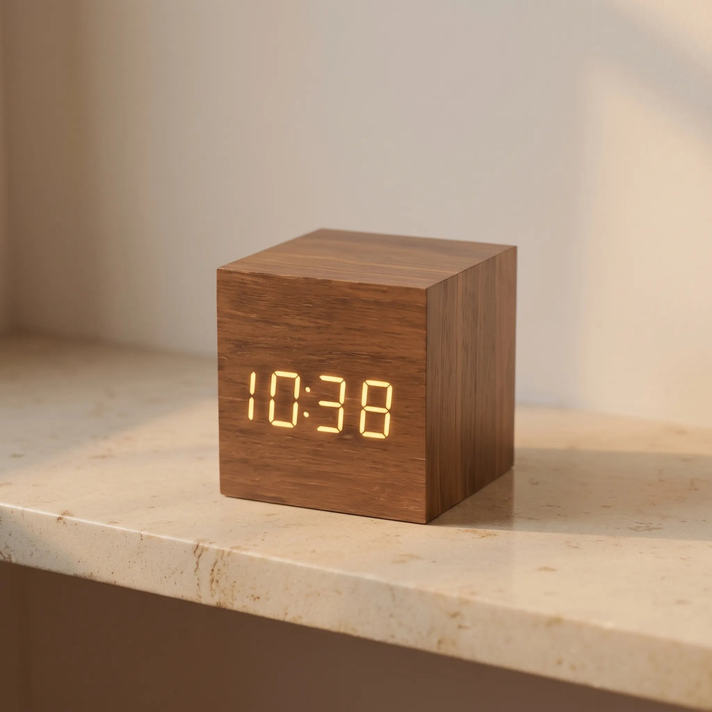 Aurelia | Minimalist Sunrise Alarm Clock with LED Display in Wood