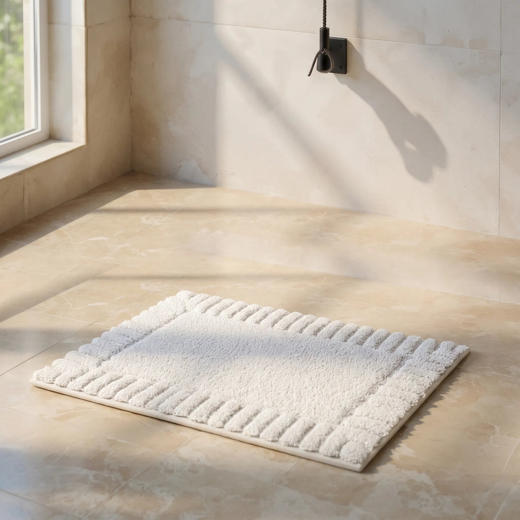 Eloise | Quick Dry Non-Slip Bathroom Rug with Minimalist Stripe