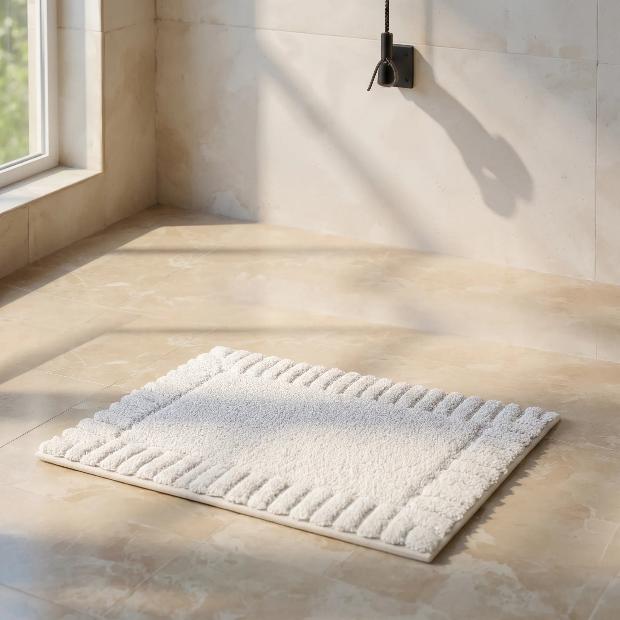 Eloise | Quick Dry Non-Slip Bathroom Rug with Minimalist Stripe