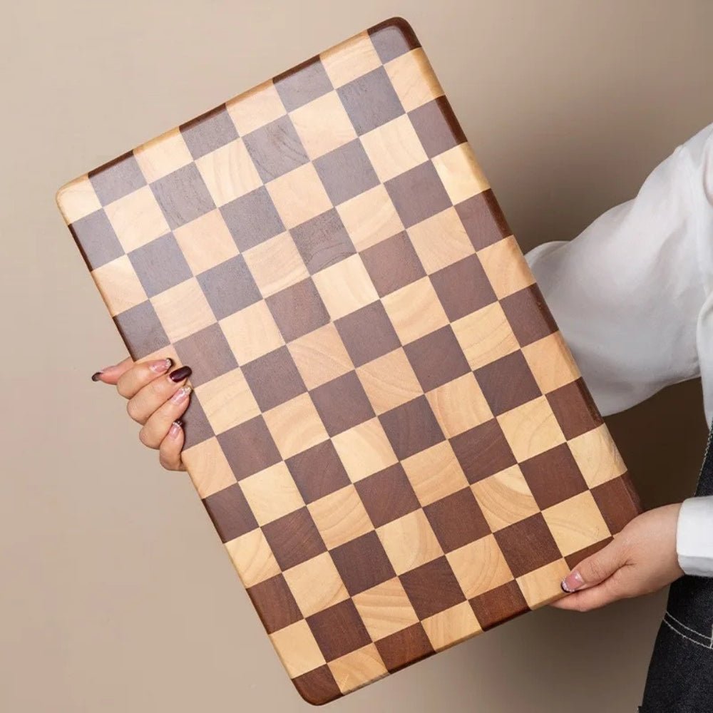 Garance | Acacia Wood Wooden Chopping Board with Checkerboard Pattern for Kitchen