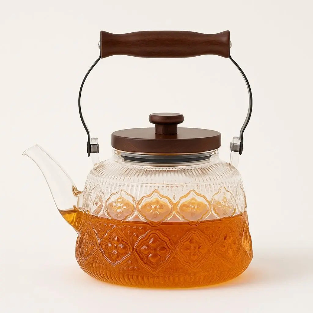 Anders | Glass Teapot with Infuser and Wooden Handle for Kitchen