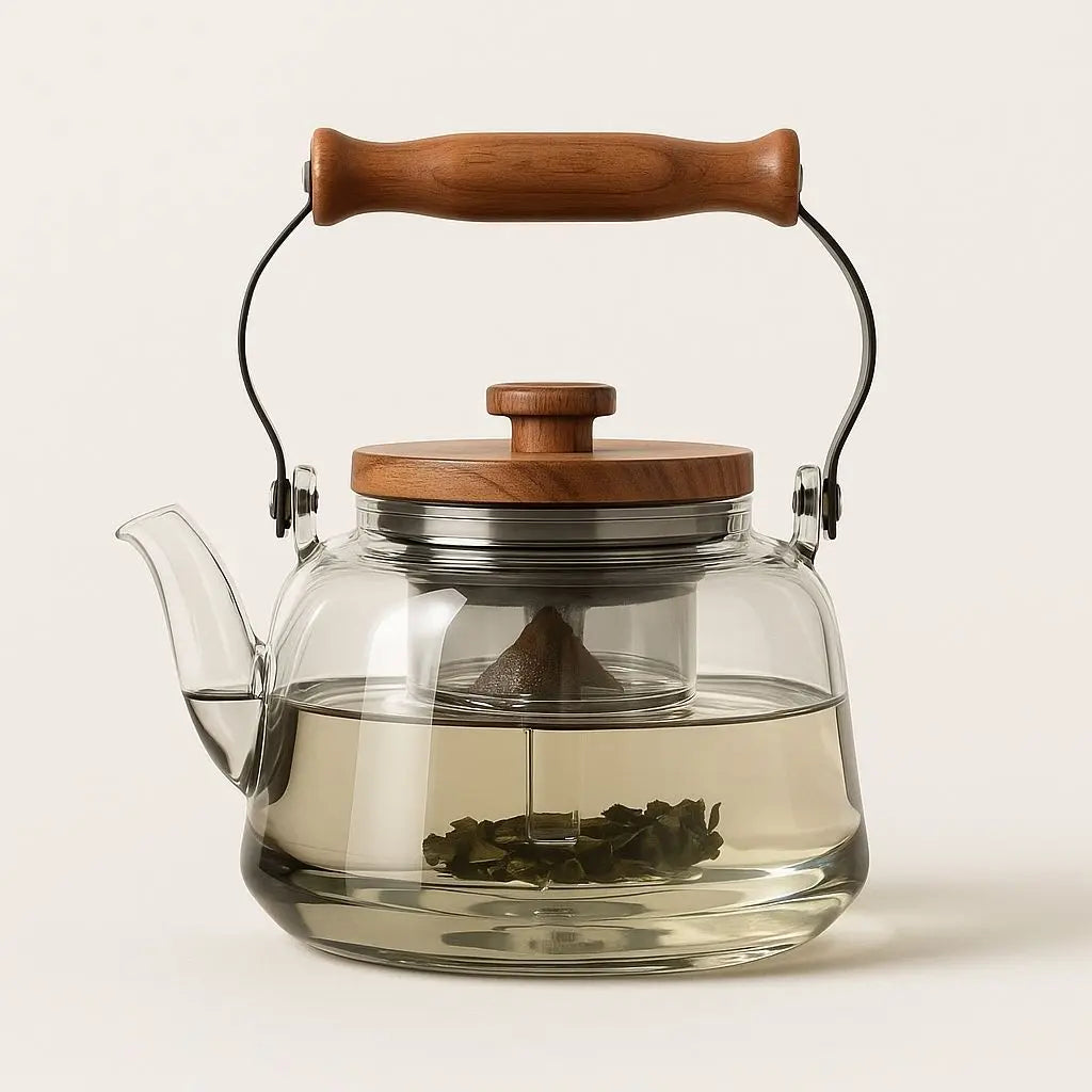 Anders | Glass Teapot with Infuser and Wooden Handle for Kitchen