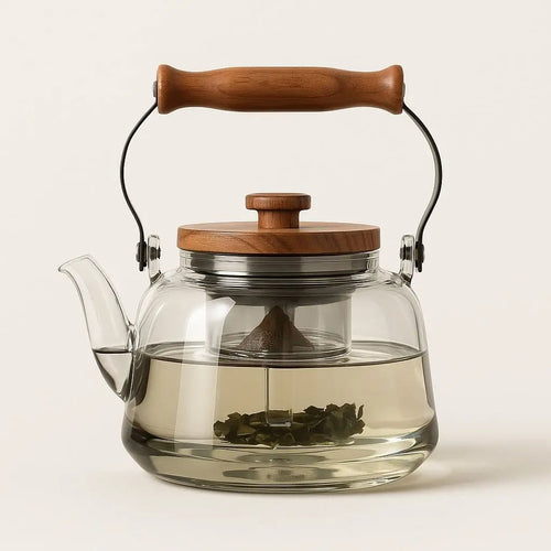 Anders | Glass Teapot with Infuser and Wooden Handle for Kitchen