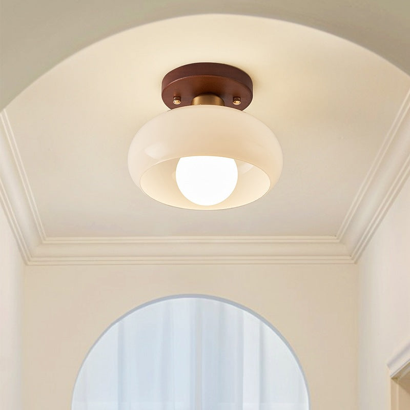 Annika | Cream Glass Ceiling Light in Bauhaus Style