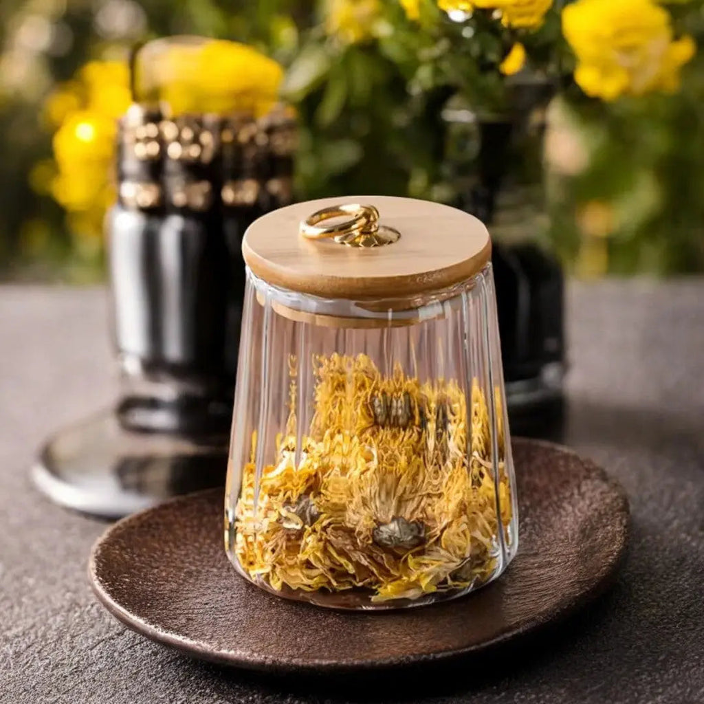 Federica | Glass Storage Jar with Wooden Lid for Kitchen