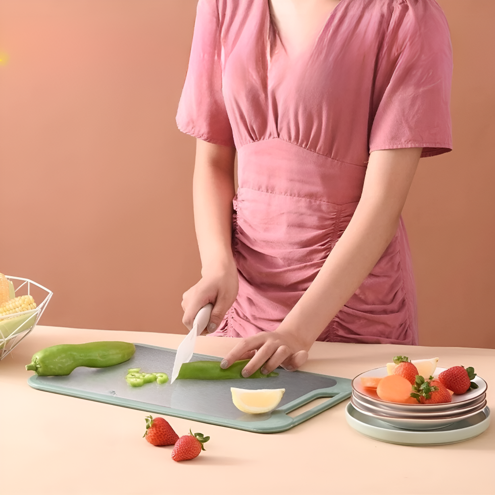 Bjorn | Double-Sided Stainless Steel Chopping Board with Rice Husk for Kitchen