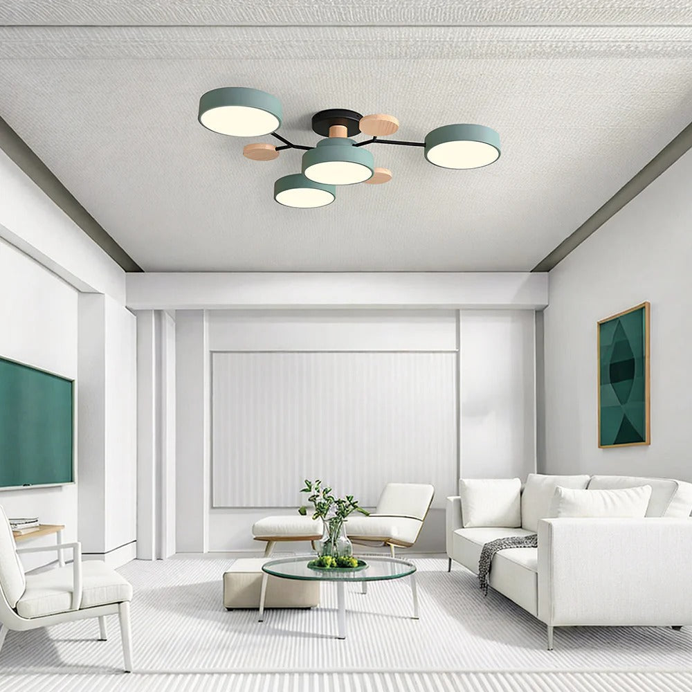 Élise | Contemporary Round LED Semi-Flush Ceiling Light for Living Rooms