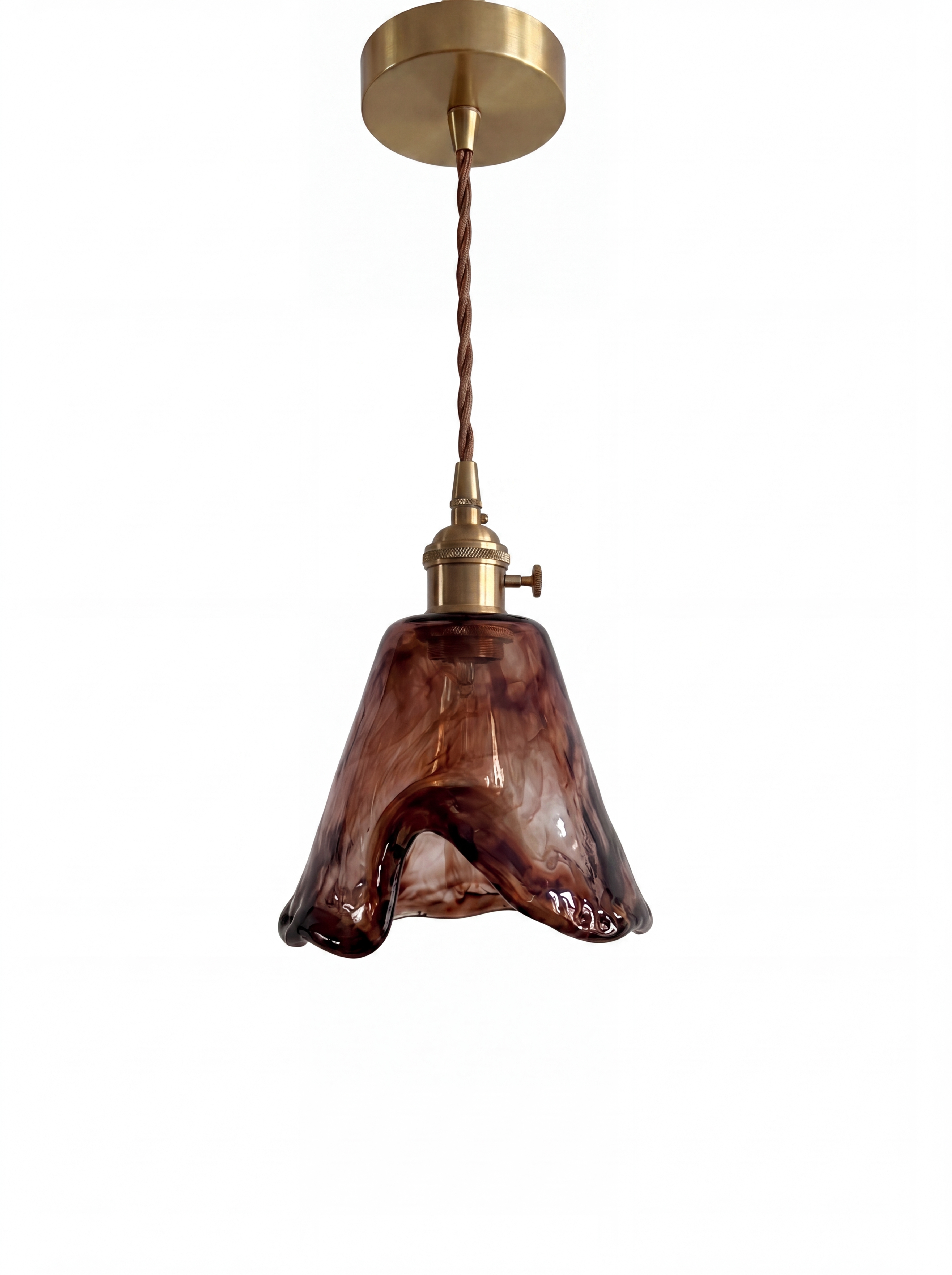 Amelie | Vintage Amber Glass Bell Pendant Light for Kitchen or Dining Room