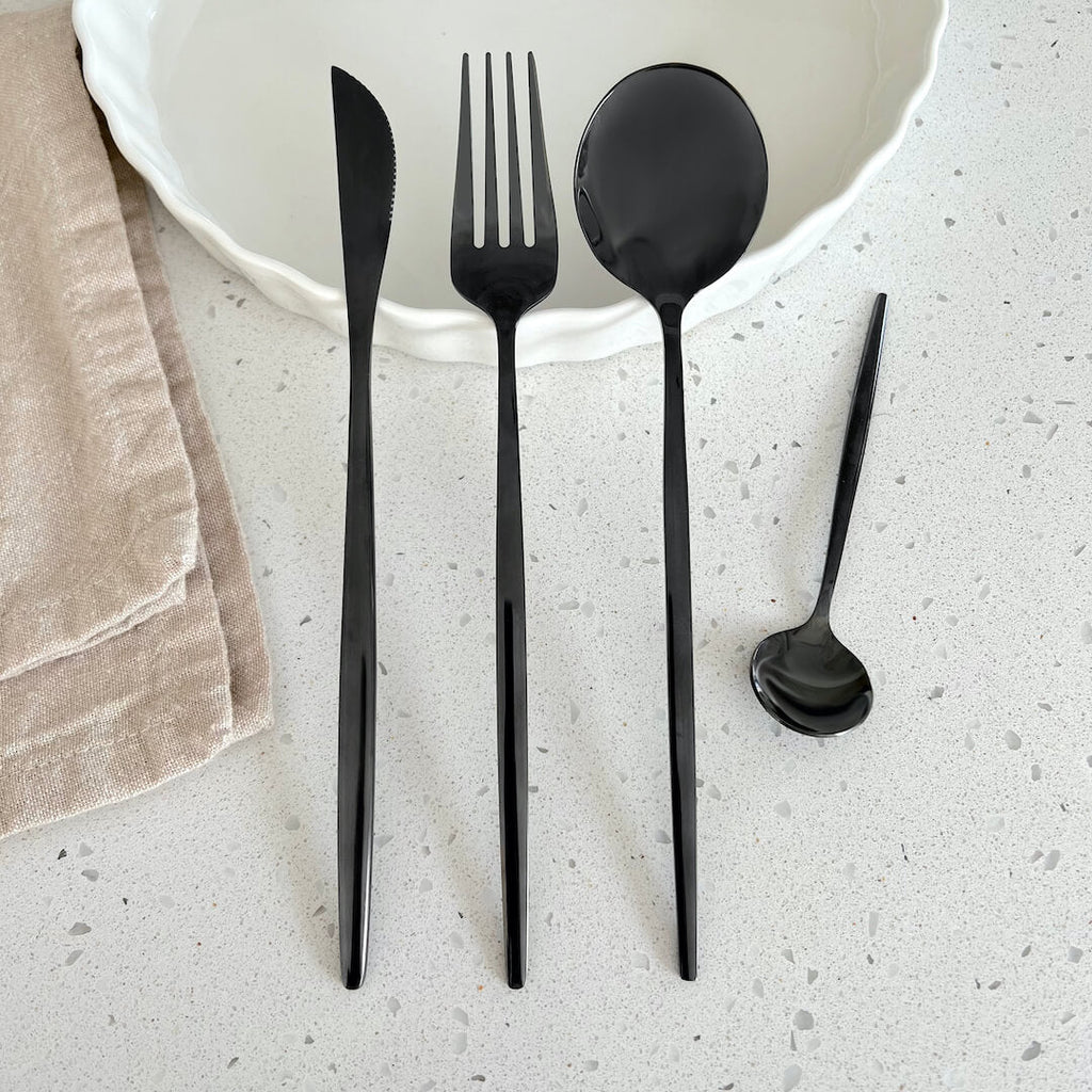 Torben | Stainless Steel Cutlery Set in Matte Black – 24 Piece for Contemporary Dining