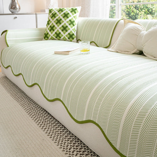 Bellamy | Edge Sofa Cover with Herringbone Scallop Detail