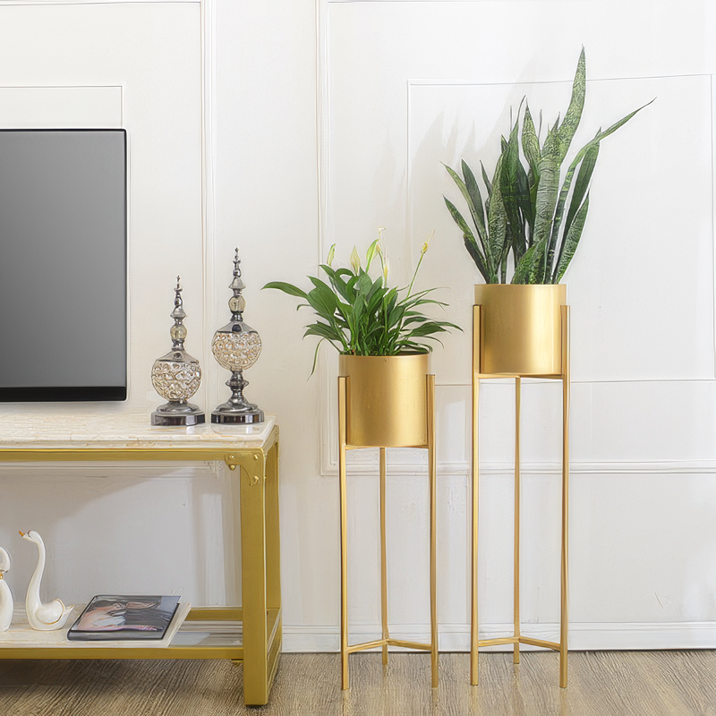 Damien | Tall Indoor Plant Stand in Gold Finish