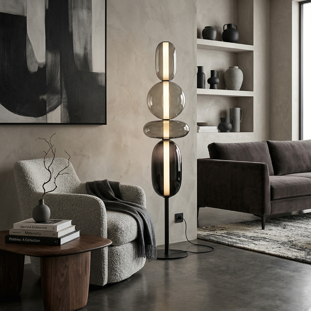 Siena | Modern Floor Lamp with Sculptural Glass Detail
