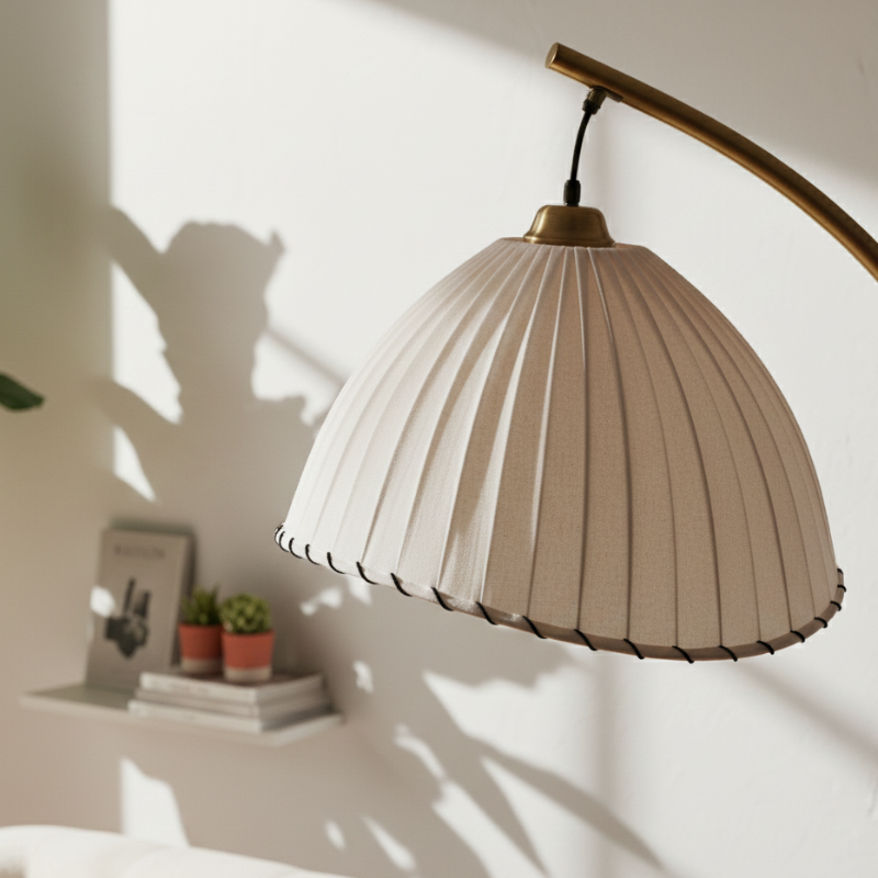 Sienna | Floor Lamp with Bamboo and Fabric Shade for Coastal Living Room