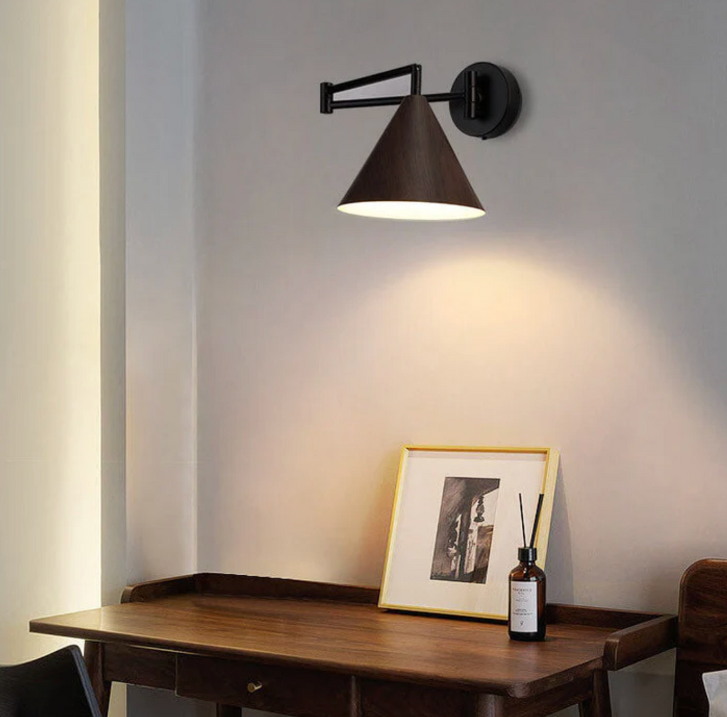 Linnea | Minimalist Wall Lamp in Walnut for Bedroom or Hallway