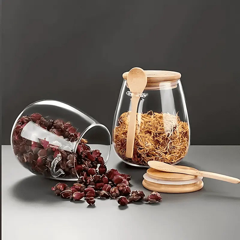 Manon | Glass Storage Jar with Bamboo Lid for Kitchen