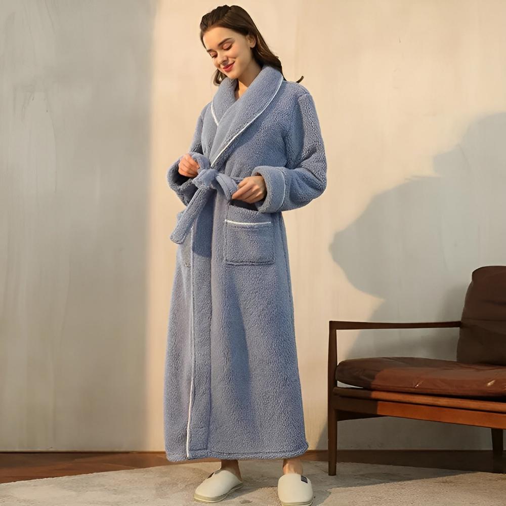 Wilhelmina | Flannel Bathrobe with Shawl Collar for Relaxation