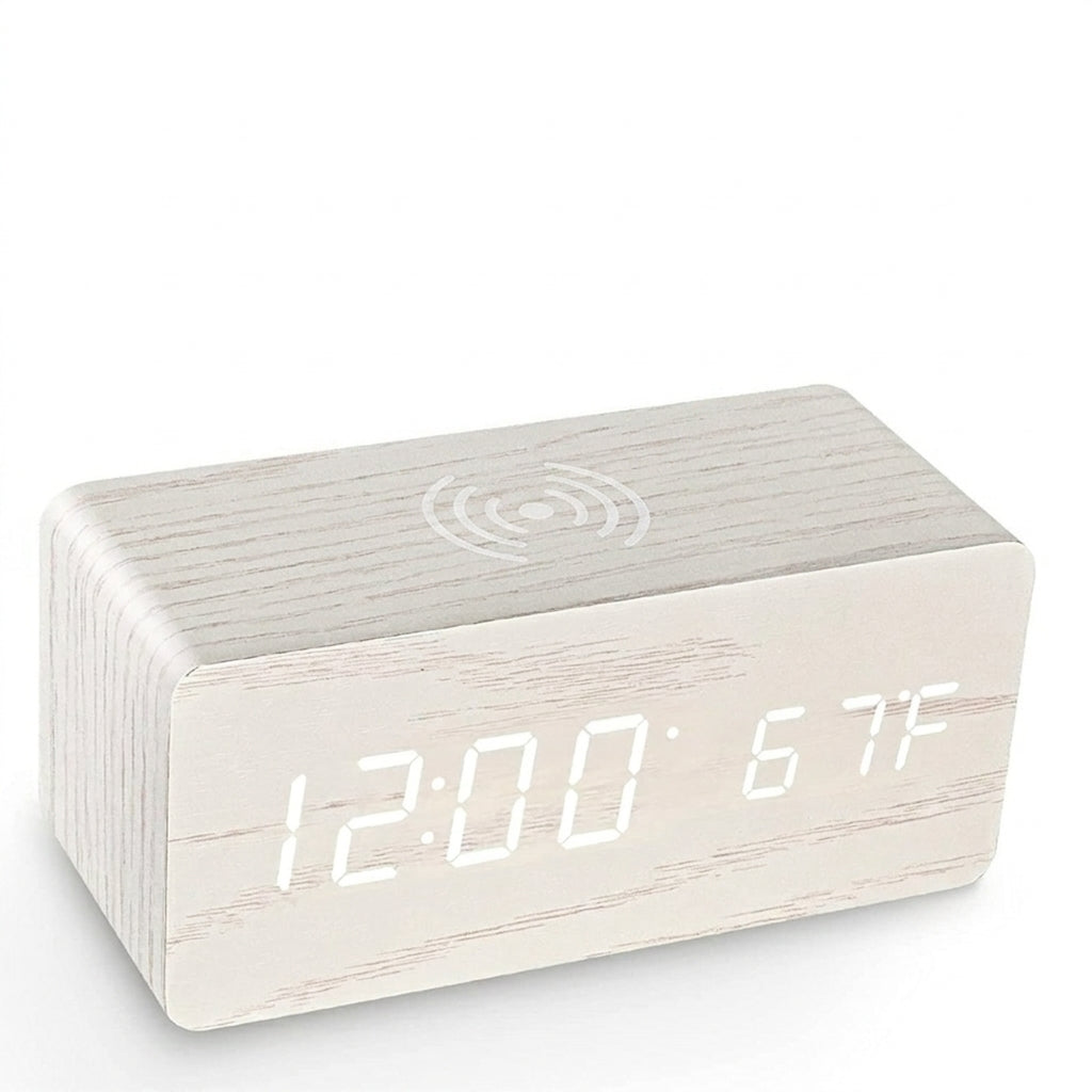 Stellan | Digital Alarm Clock with Temperature Display and Wireless Charger for Bedroom