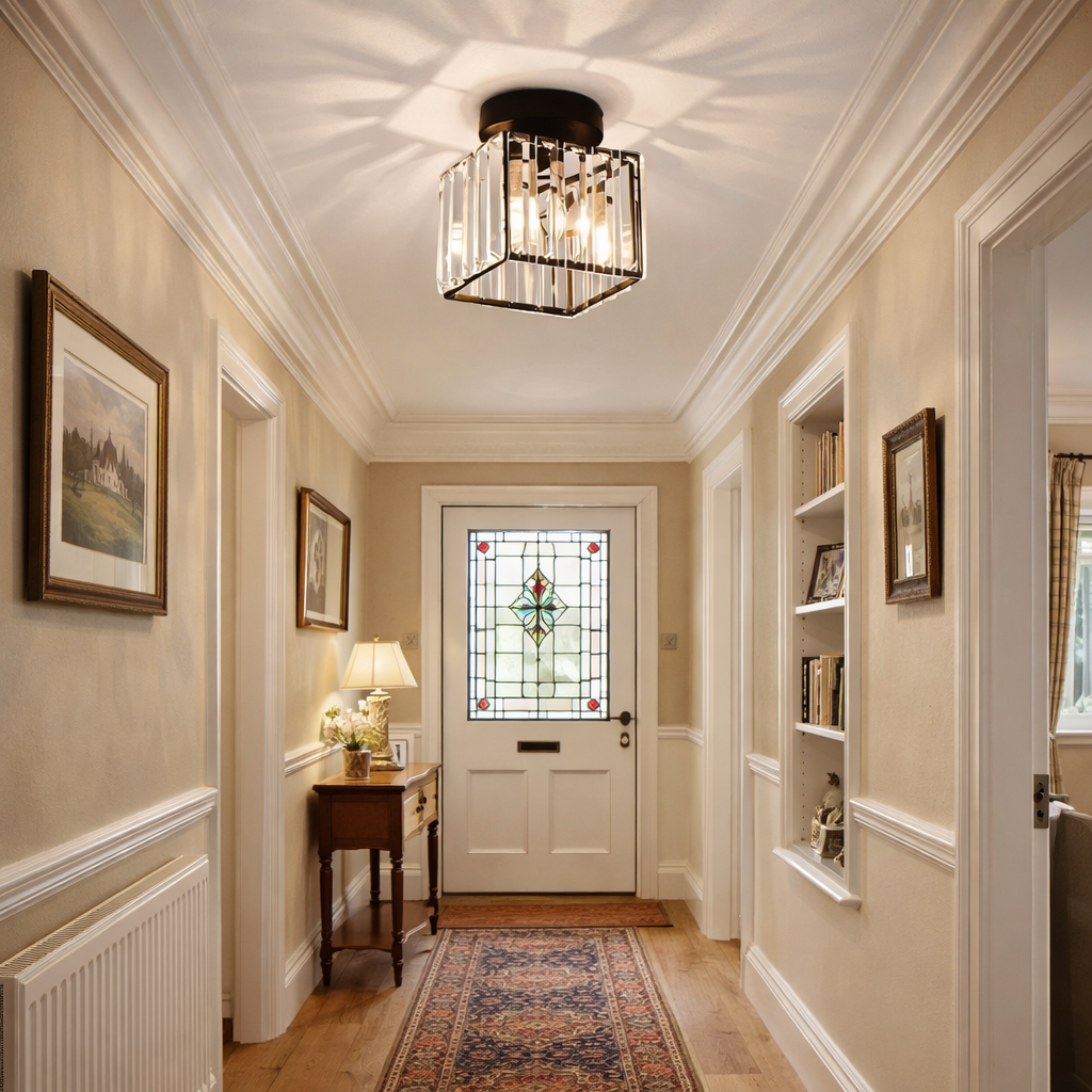 Adrien | Flush Mount Ceiling Light with Crystal Shade for Hallway