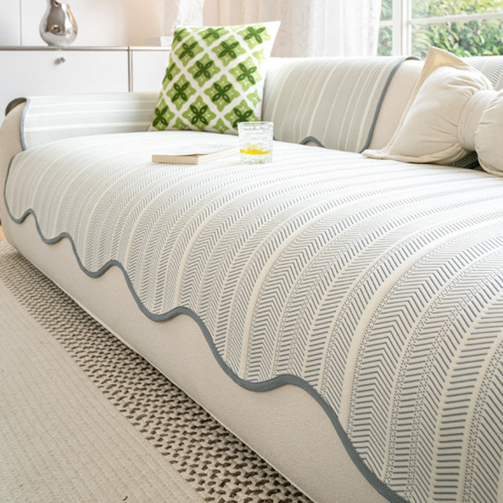 Bellamy | Edge Sofa Cover with Herringbone Scallop Detail