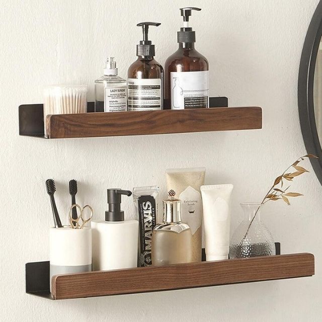 Salome | Rustic Solid Wood Wall Shelf for Bathroom or Hallway