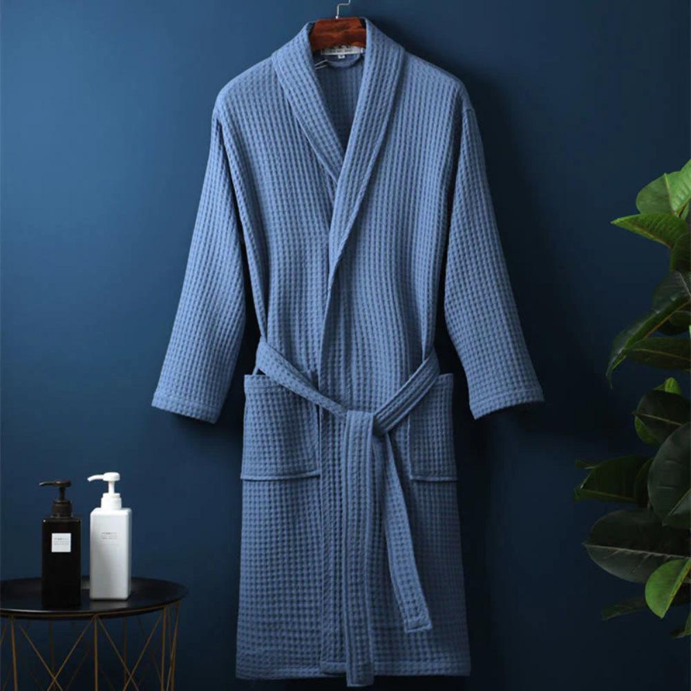 Roxane | Cotton Waffle Bathrobe with Lightweight V-Neck