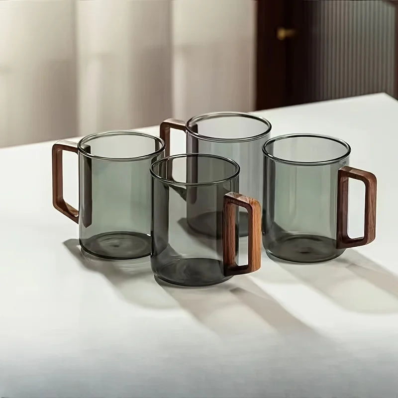 Flore | Borosilicate Glass Mug with Walnut Handle for Tea and Coffee