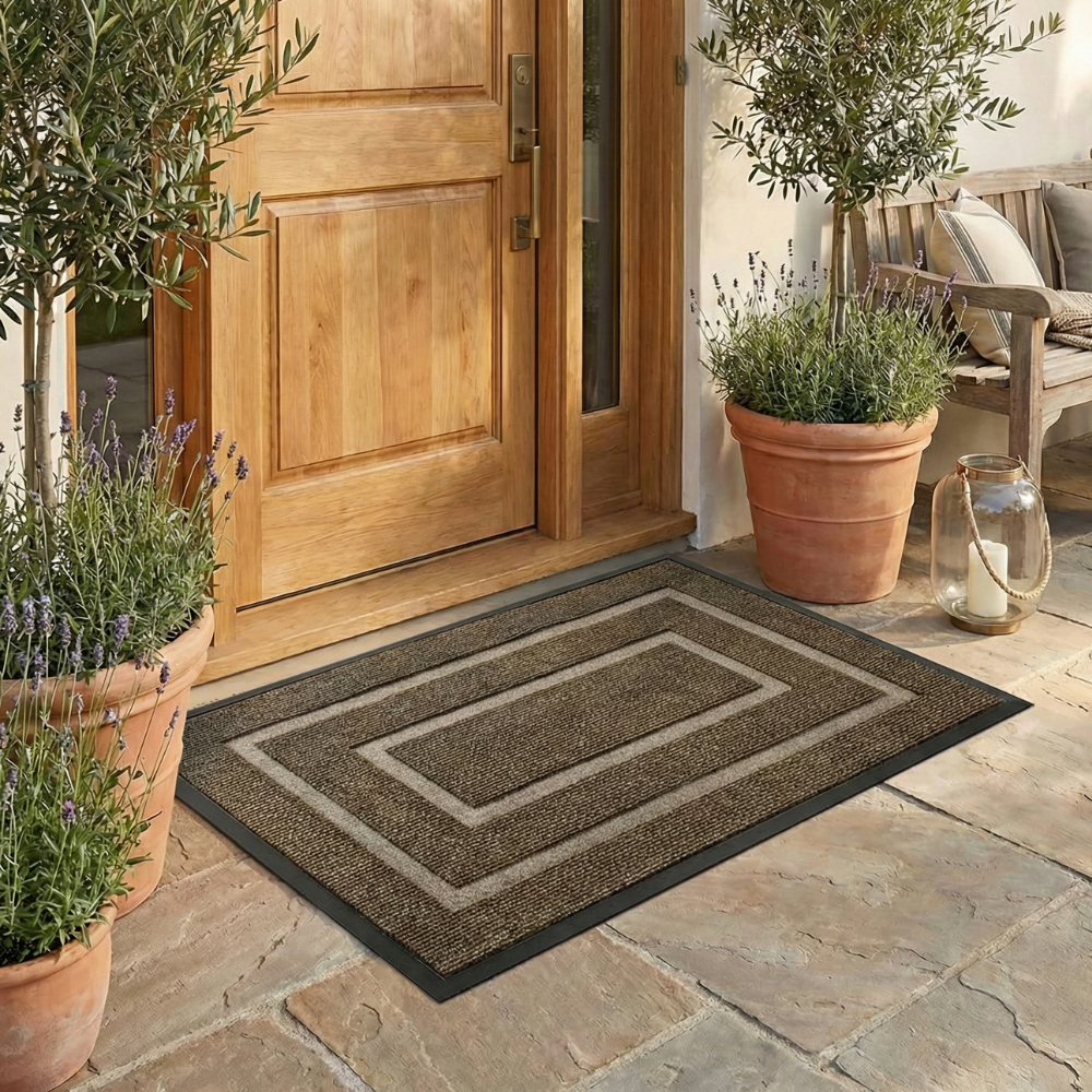 Estelle | Curved Thread Line Rug with Non-Slip Rubber Backing