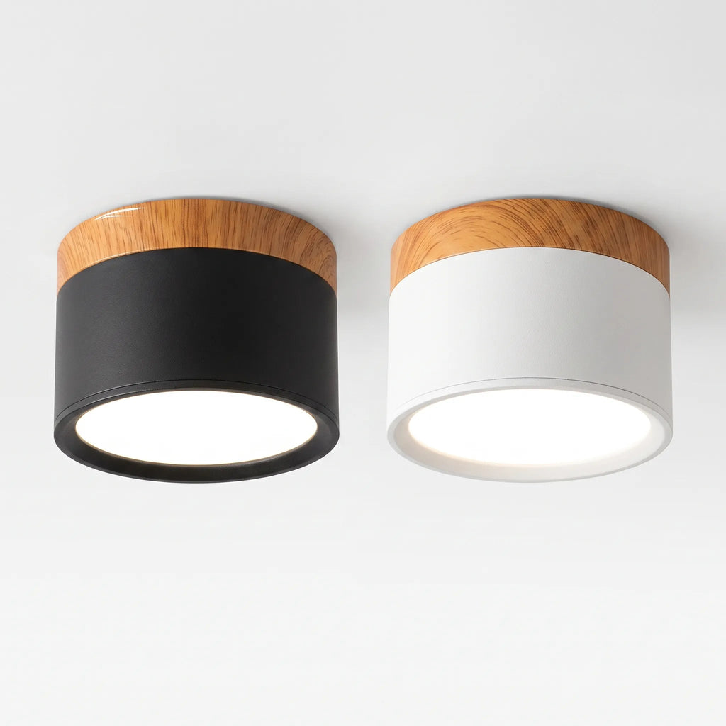 Alvar | Round Ceiling Lights in Nordic Wood Style for Living Room