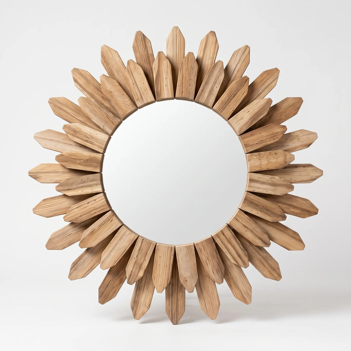 Élise | Rustic Sunburst Wooden Mirror for Hallway or Bedroom