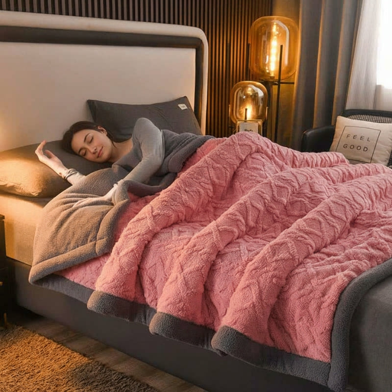 Umberto | Warm Weighted Blanket in Textured Fleece for Bedrooms