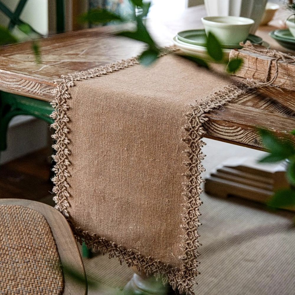 Léonie | Jute Table Runner for Kitchen or Dining Room