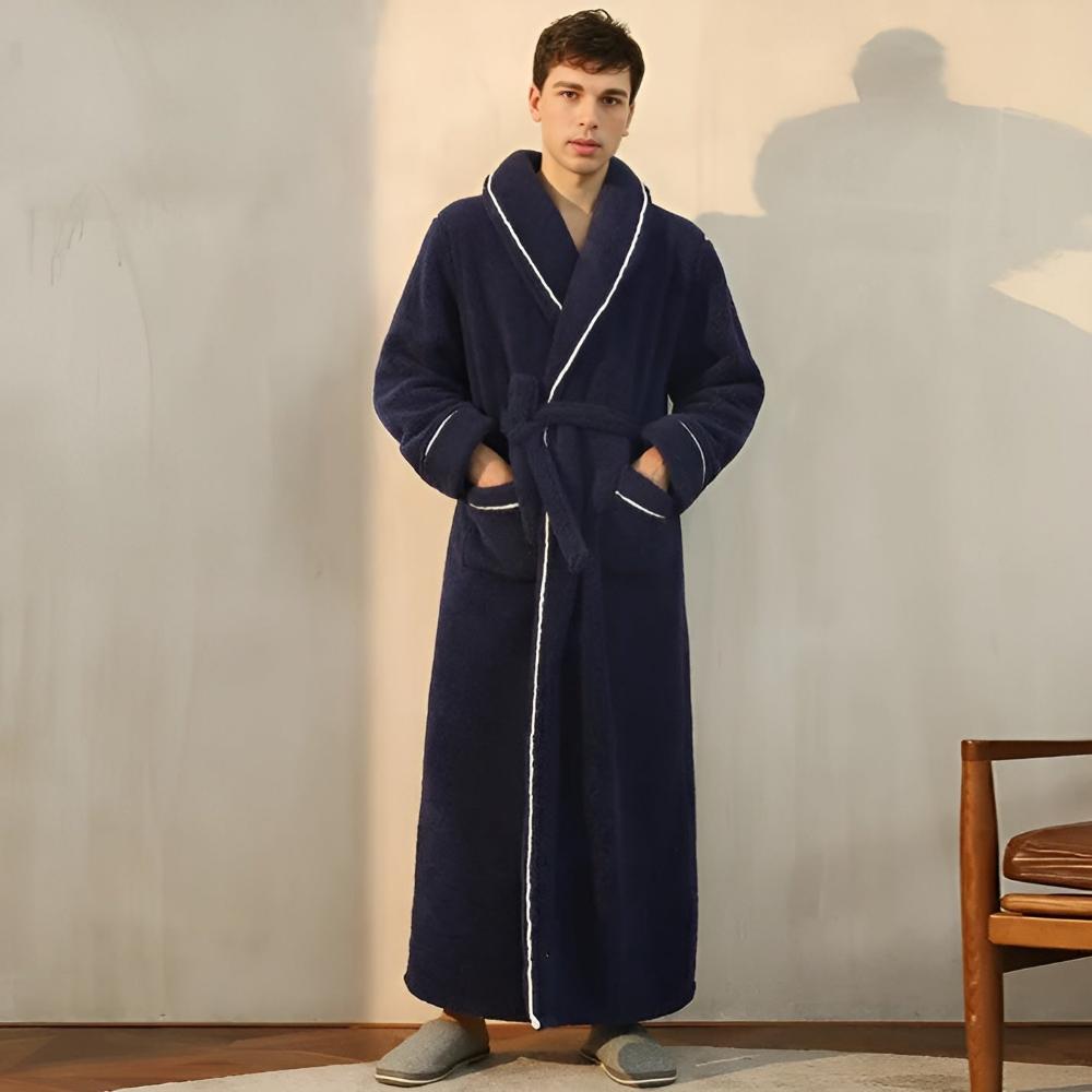 Wilhelmina | Flannel Bathrobe with Shawl Collar for Relaxation