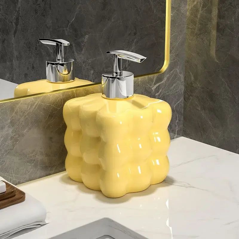 Sebastien | Ceramic Soap Dispenser with Glossy Bubble Texture for Bathroom and Kitchen
