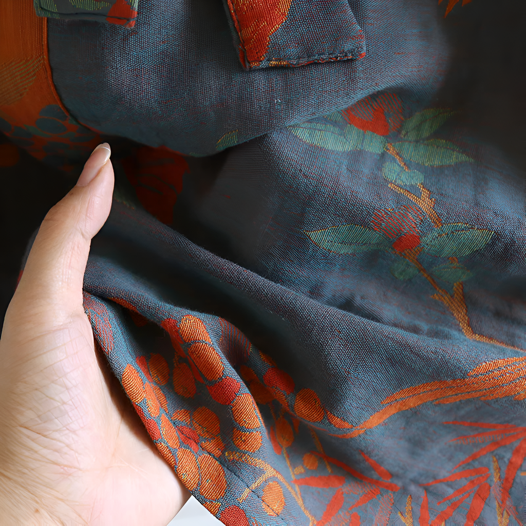 Yvette | Kimono Bathrobe with Floral Motifs for Bedroom