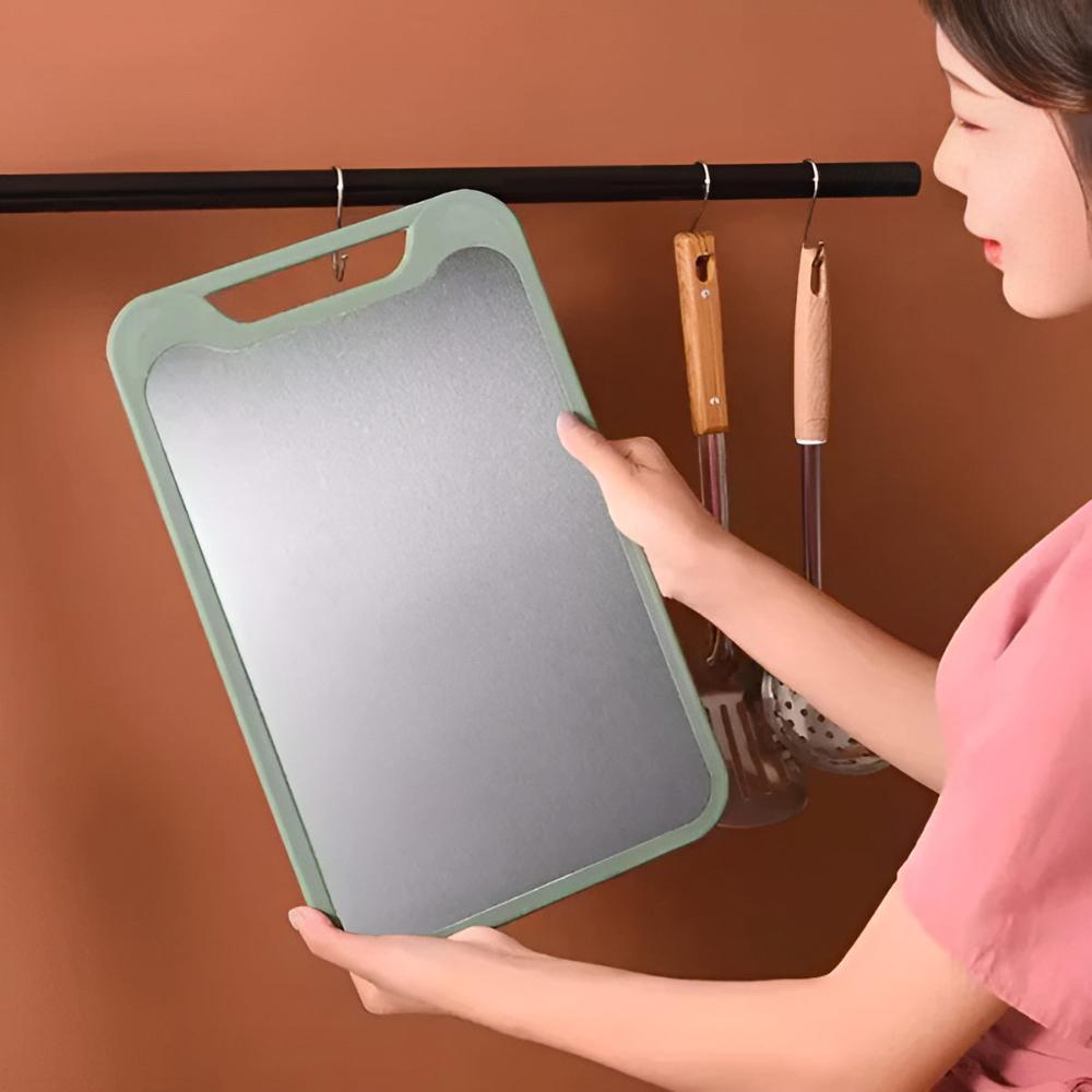 Bjorn | Double-Sided Stainless Steel Chopping Board with Rice Husk for Kitchen