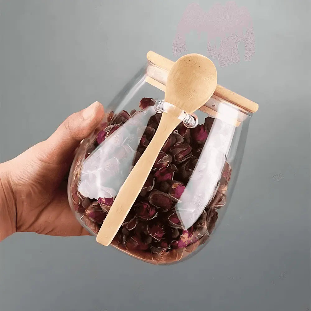 Manon | Glass Storage Jar with Bamboo Lid for Kitchen