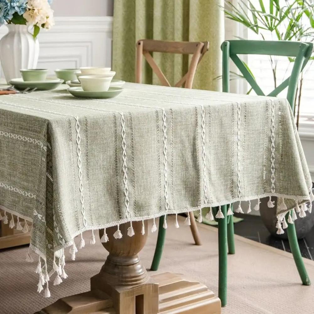 Isabeau | Striped Cotton Linen Tablecloth for Kitchen and Dining