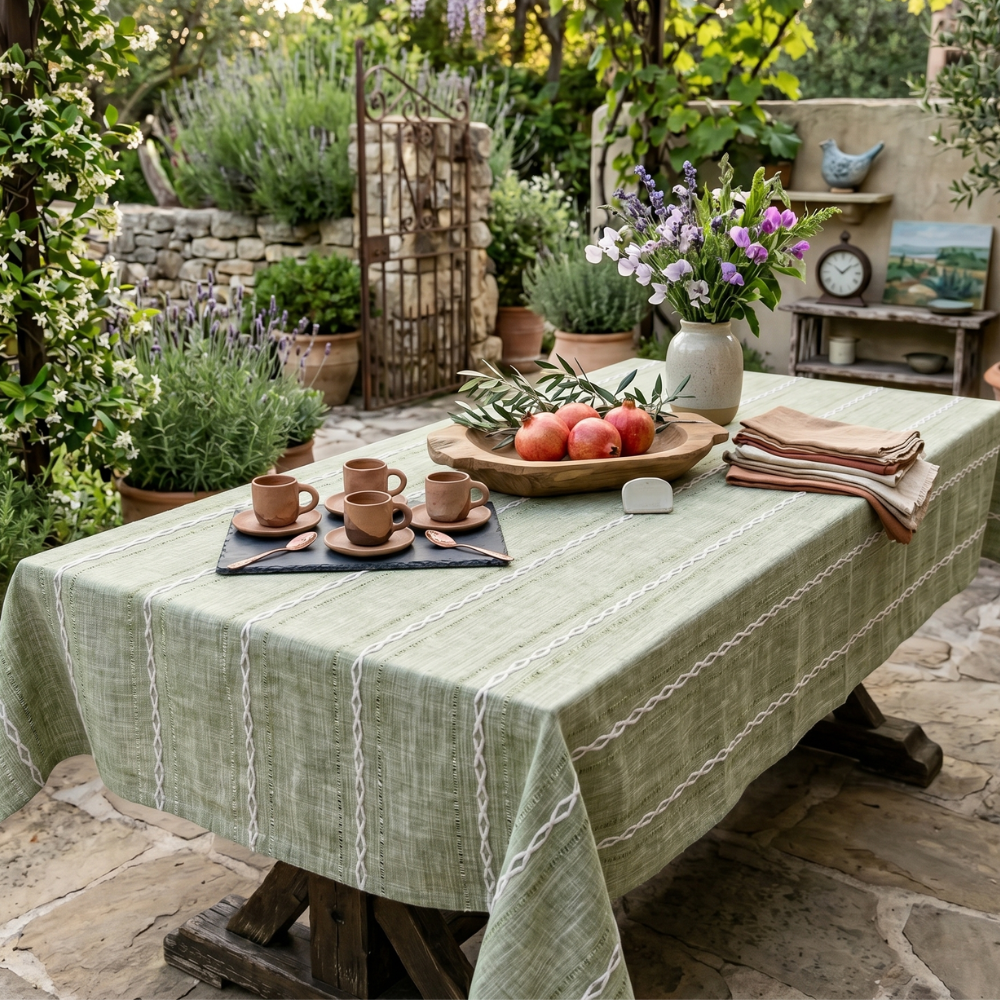 Isabeau | Striped Cotton Linen Tablecloth for Kitchen and Dining